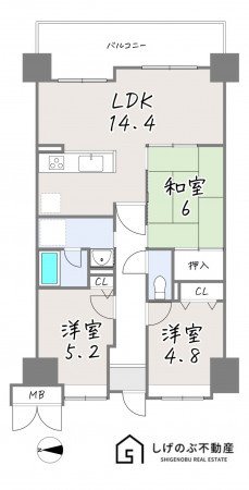 草津市笠山、中古マンションの間取り画像です