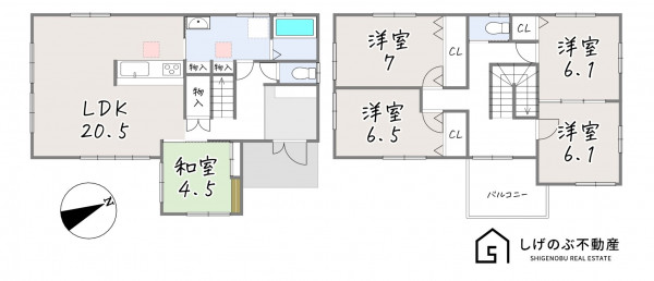 草津市木川町、中古一戸建ての間取り画像です