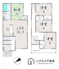 草津市桜ヶ丘、中古一戸建ての間取り画像です