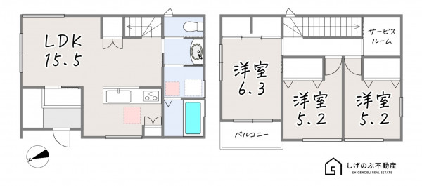 草津市矢橋町、新築一戸建ての間取り画像です
