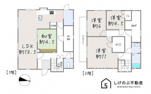 栗東市小野、中古一戸建ての間取り画像です