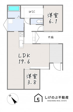 草津市上笠、中古一戸建ての間取り画像です