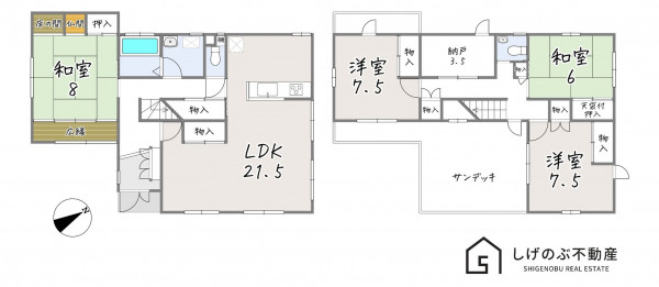草津市西渋川、中古一戸建ての間取り画像です