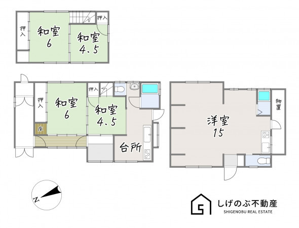 草津市草津、中古一戸建ての間取り画像です