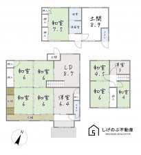 草津市木川町、中古一戸建ての間取り画像です