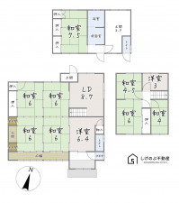 草津市木川町、中古一戸建ての間取り画像です