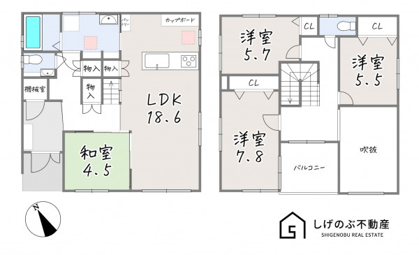草津市西草津、新築一戸建ての間取り画像です