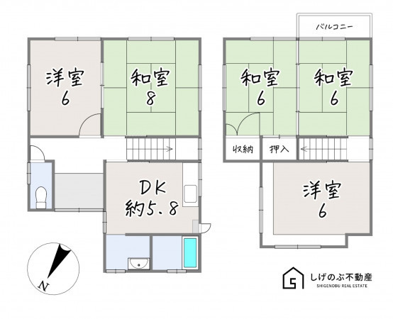 草津市上笠、中古一戸建ての間取り画像です