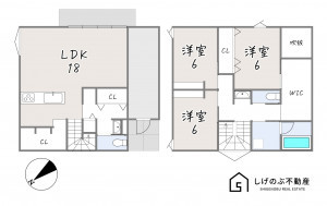 草津市青地町、中古一戸建ての間取り画像です