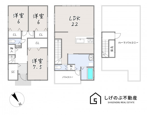 草津市木川町、中古一戸建ての間取り画像です