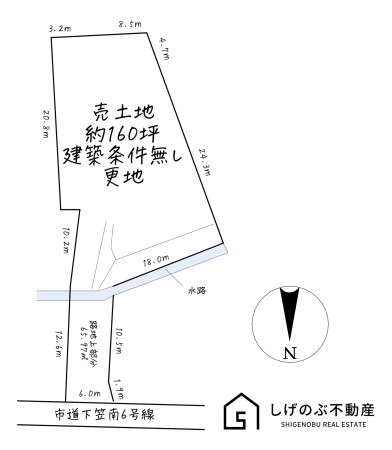 草津市下笠町、土地の間取り画像です