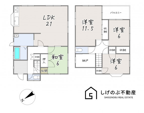 栗東市御園、中古一戸建ての間取り画像です