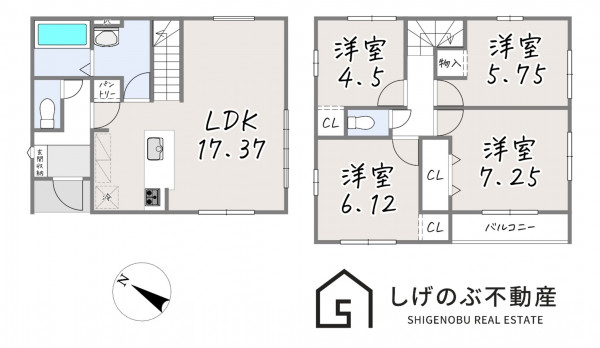 甲賀市水口町三本柳、新築一戸建ての間取り画像です