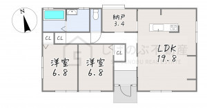 湖南市菩提寺西、中古一戸建ての間取り画像です