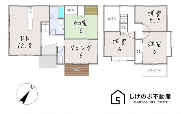 草津市西矢倉、中古一戸建ての間取り画像です
