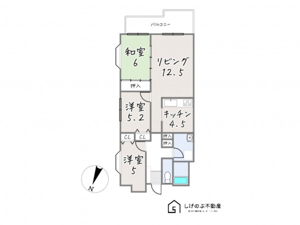 草津市追分、中古マンションの間取り画像です