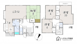 草津市若草、中古一戸建ての間取り画像です