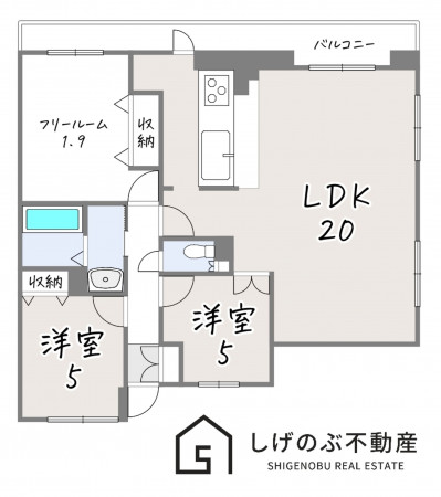 草津市渋川、中古マンションの間取り画像です