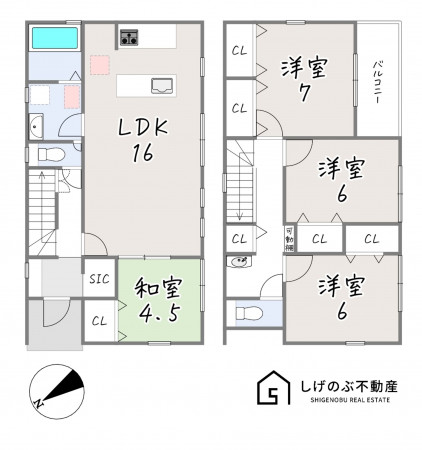 栗東市小平井、新築一戸建ての間取り画像です