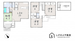 草津市西渋川、新築一戸建ての間取り画像です