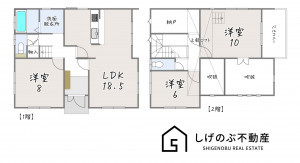草津市新浜町、中古一戸建ての間取り画像です