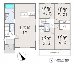 草津市平井、新築一戸建ての間取り画像です