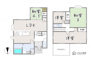 草津市追分、中古一戸建ての間取り画像です