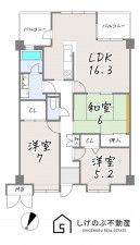 草津市笠山、中古マンションの間取り画像です