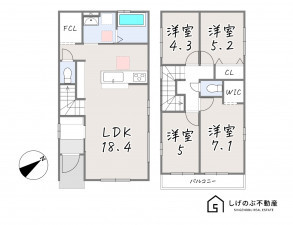 草津市上笠、新築一戸建ての間取り画像です