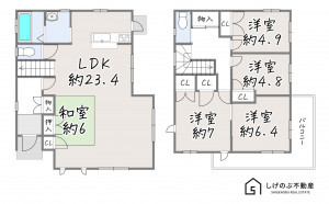 栗東市荒張、中古一戸建ての間取り画像です