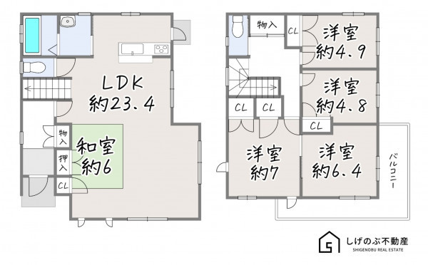 栗東市荒張、中古一戸建ての間取り画像です