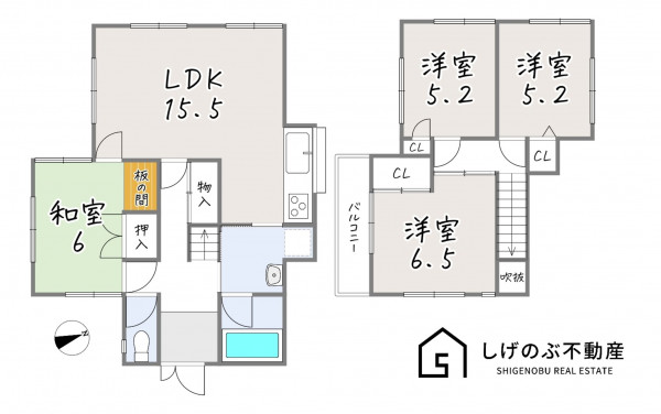 栗東市下戸山、中古一戸建ての間取り画像です