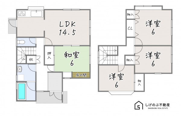 草津市笠山、中古一戸建ての間取り画像です