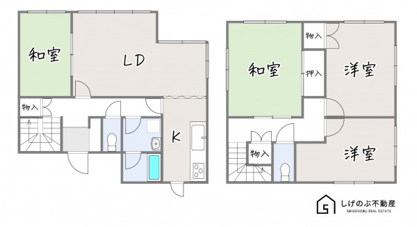 草津市若草、中古一戸建ての間取り画像です