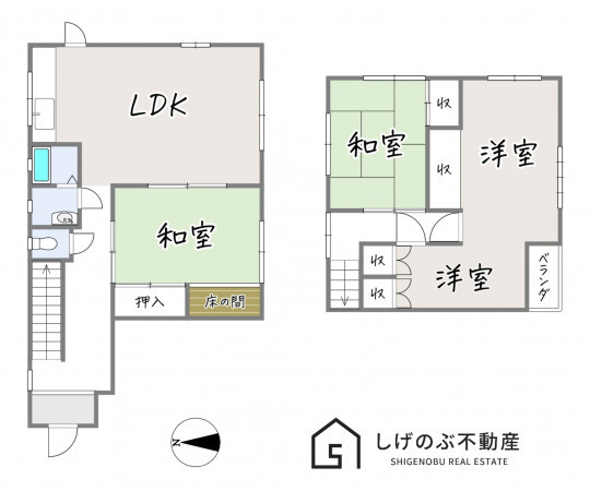 甲賀市水口町下山、中古一戸建ての間取り画像です