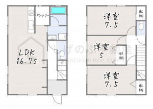 甲賀市甲南町深川、中古一戸建ての間取り画像です