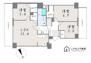 草津市大路、中古マンションの間取り画像です