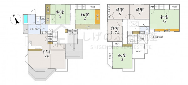 草津市橋岡町、中古一戸建ての間取り画像です
