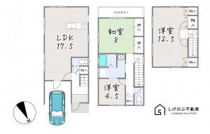 草津市野村、中古一戸建ての間取り画像です