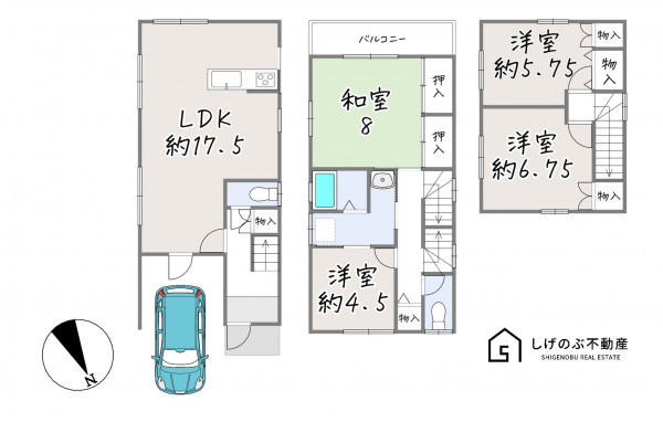 草津市野村、中古一戸建ての間取り画像です