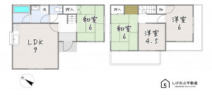 湖南市宝来坂、中古一戸建ての間取り画像です