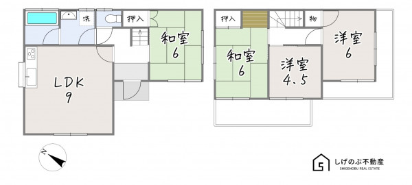 湖南市宝来坂、中古一戸建ての間取り画像です