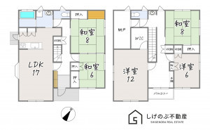 草津市桜ヶ丘、中古一戸建ての間取り画像です