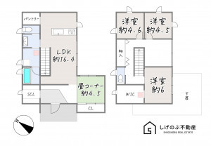 草津市追分、中古一戸建ての間取り画像です