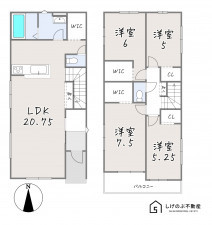 栗東市手原、新築一戸建ての間取り画像です