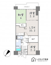草津市草津町、中古マンションの間取り画像です