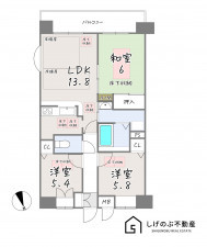 栗東市野尻、中古マンションの間取り画像です