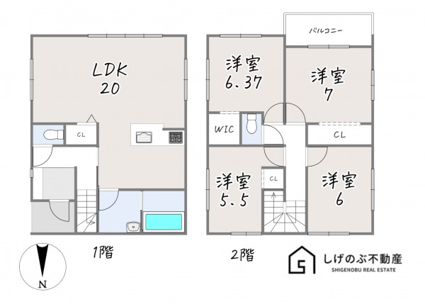 草津市草津、新築一戸建ての間取り画像です
