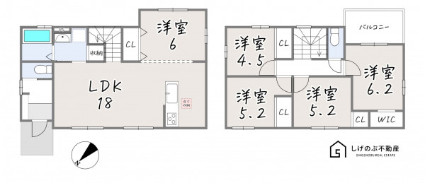 草津市木川町、新築一戸建ての間取り画像です