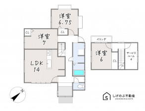 湖南市柑子袋西、中古一戸建ての間取り画像です